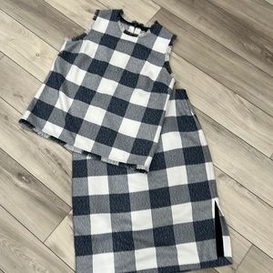 Banana Republic 2pc skirt & top navy/white plaid